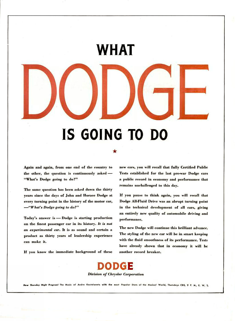 1945 Dodge Auto Advertising